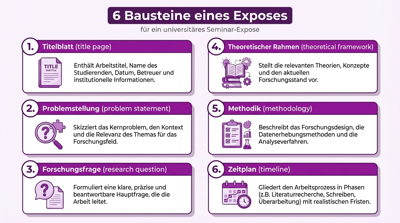Die 6 Bausteine eines Exposes fur die Hausarbeit