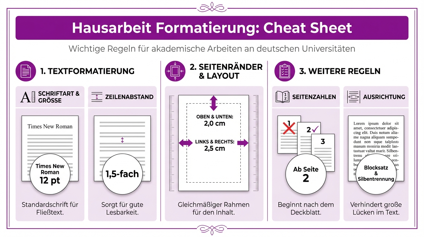 Hausarbeit Formatierung Cheat Sheet: Alle Regeln auf einen Blick