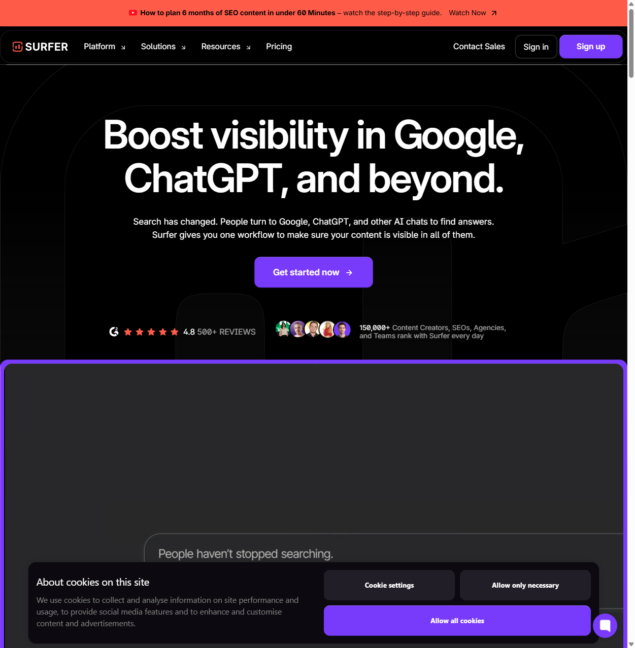 Surfer SEO Dashboard — KI SEO Tool Screenshot
