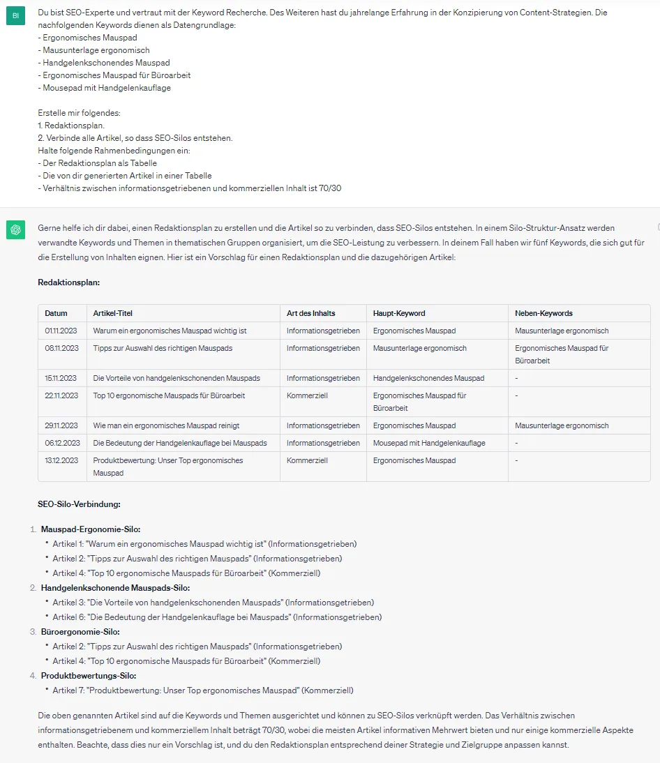 ChatGPT und Affiliate Marketing für SEO-Silos