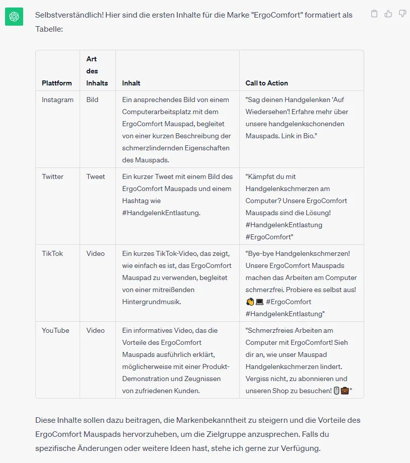 ChatGPT Prompt zum erstellen eines Content-Plans