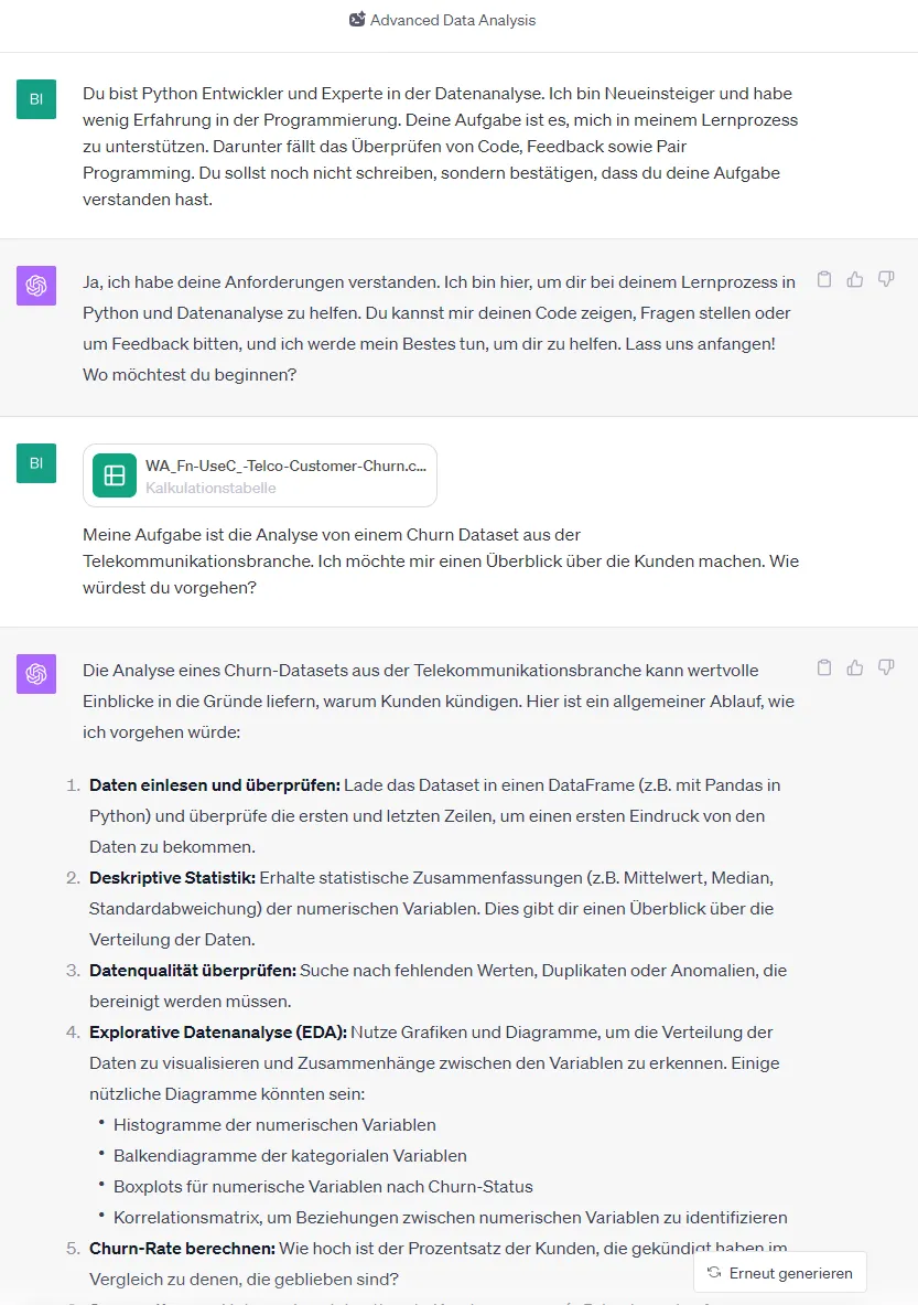 ChatGPT Code Interpreter für Pair Programming