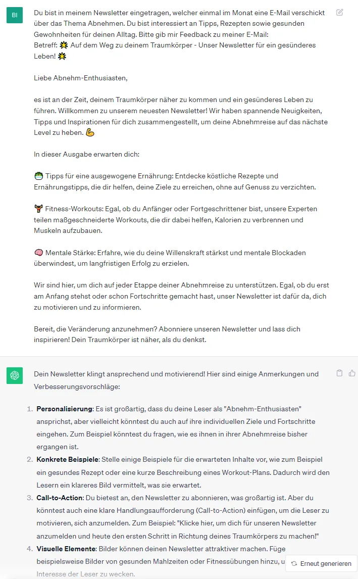 ChatGPT E-Mail Prompt Newsletter Prüfen