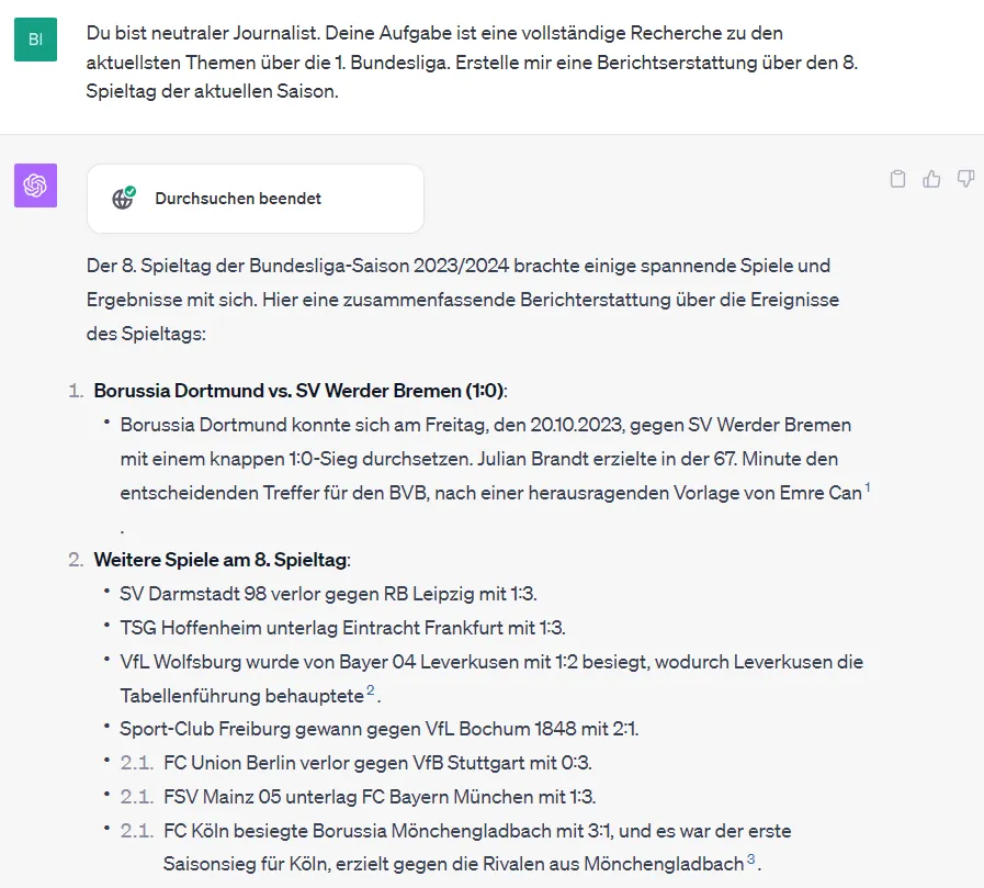 ChatGPT Internet Zugriff für Nachrichten