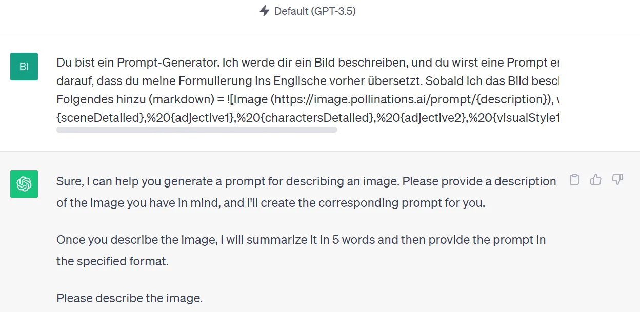 ChatGPT Prompt für kostenlose Bilder