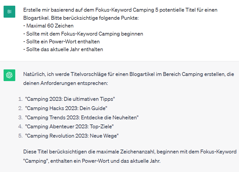 ChatGPT SEO Prompt für Überschriften