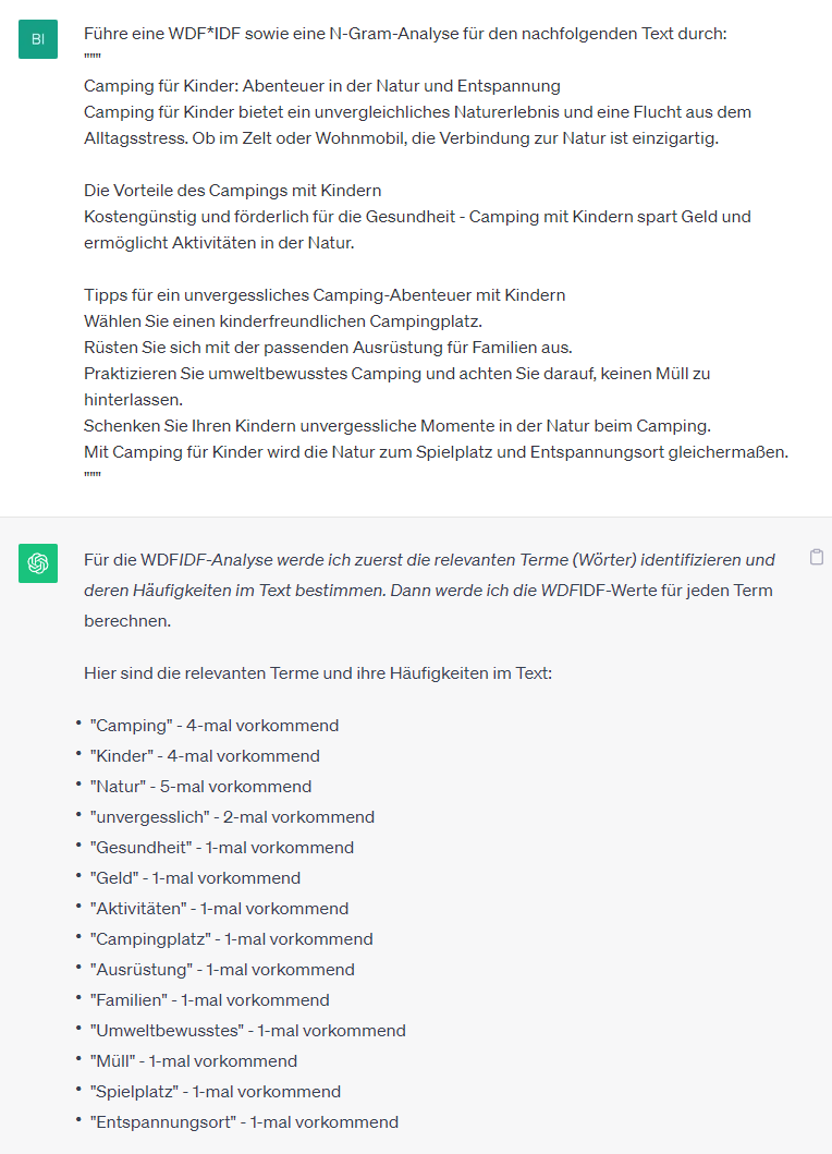 ChatGPT SEO Prompt für SEO Texte