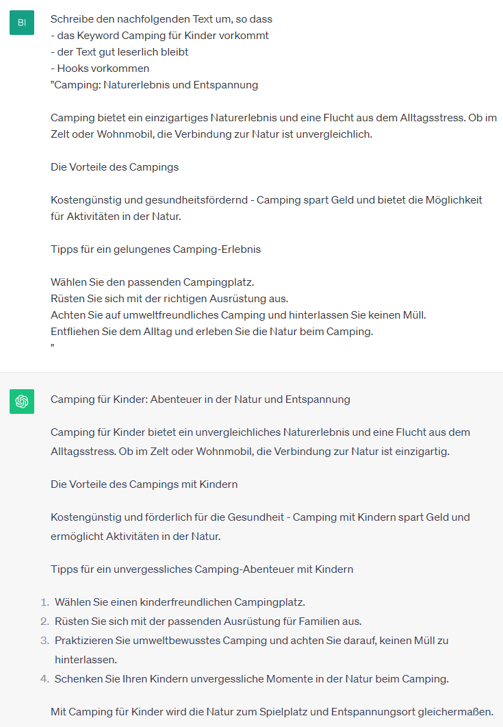 ChatGPT Text umschreiben