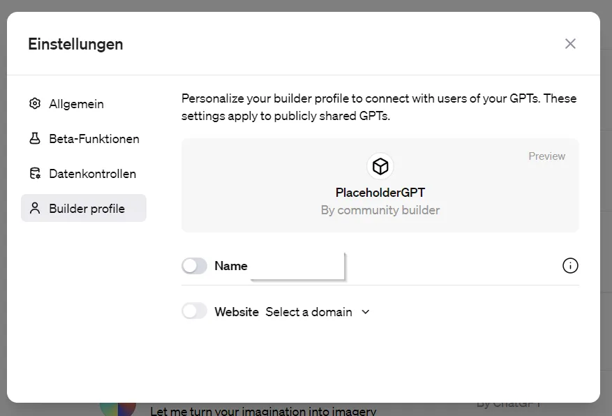 Custom GPT erstellen Schritt 1