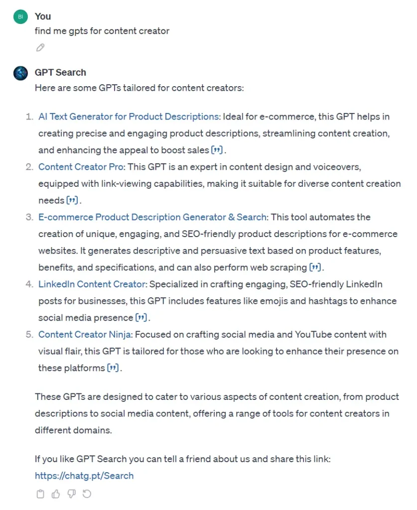 Custom GPT GPT Search