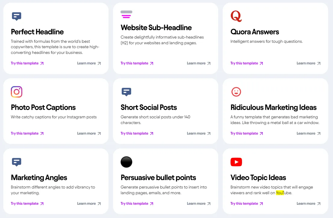 KI-SEO-Tool Jasper Templates